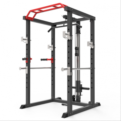 Equipo de gimnasio con barra en T de pie, máquina Smith, sentadillas, rack de potencia