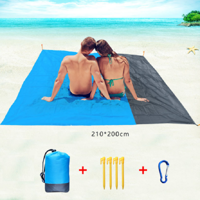 Manta plegable ligera con bolsillo para la playa, colchoneta de playa de gran tamaño

