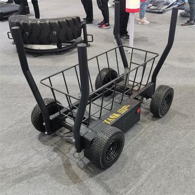 Máquina de trineo con tanque cargado con pesas para gimnasio