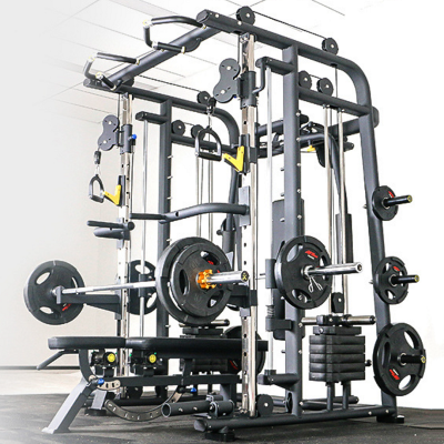 Entrenador de ejercicios multifuncional, jaula de potencia, soporte para sentadillas, máquina Smith